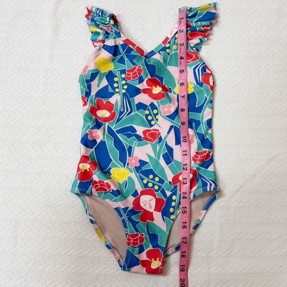 TEA Collection ruffle one-piece swim suit, criss cross back, window floral sz 6 - Picture 4 of 9